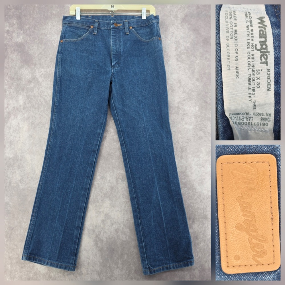 Wrangler Cowboy Cut Jeans Mens 33x30 Regular Fit Blue Denim Western Straight Leg